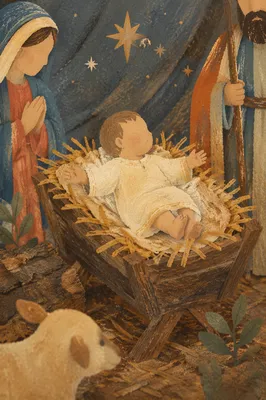 Baby Jesus in Straw Manger Nativity