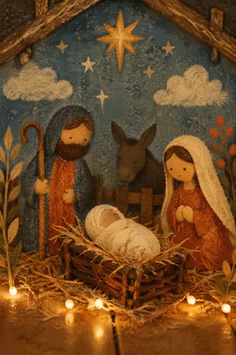 Baby Jesus in Straw Manger Closeup