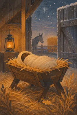 Tender Baby Jesus in Straw Manger