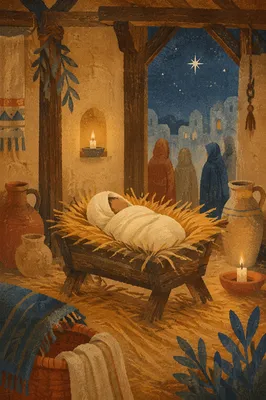 Baby Jesus in Straw-Filled Manger