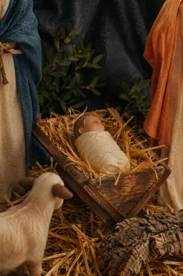 Baby Jesus Resting in Straw Manger