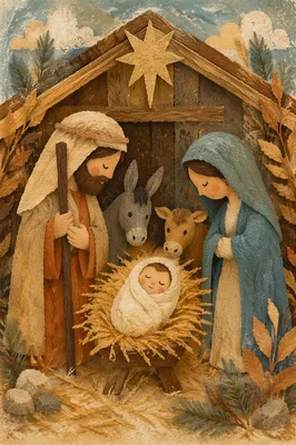 Rustic Baby Jesus in Straw Manger