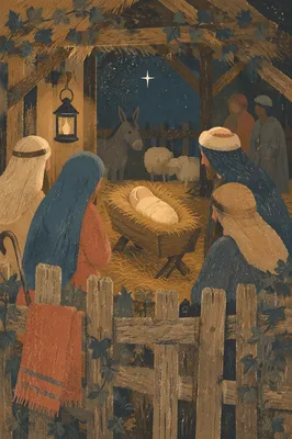 Rustic Nativity Manger with Golden Straw