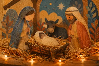 Handmade Baby Jesus in Straw Manger