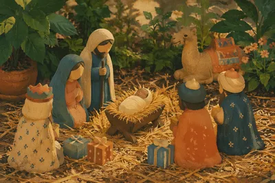 Baby Jesus in Straw Manger Nativity