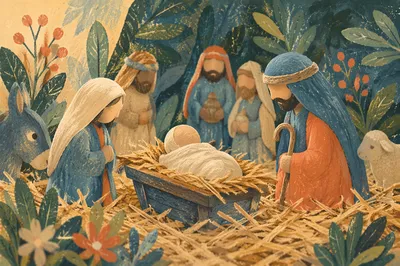 Baby Jesus in Straw Manger Nativity