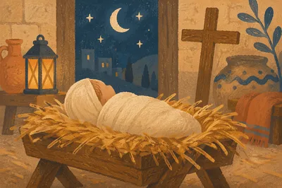 Baby Jesus in Straw Manger Nativity