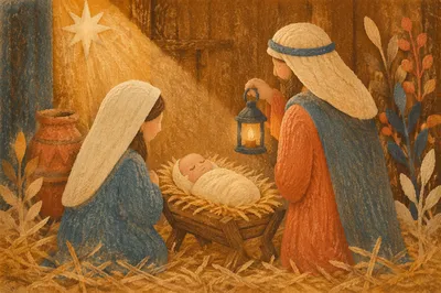 Baby Jesus in Straw-Filled Manger