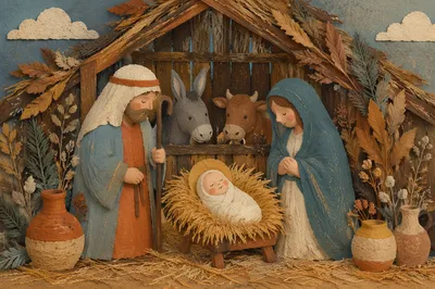 Rustic Baby Jesus Manger Nativity Scene
