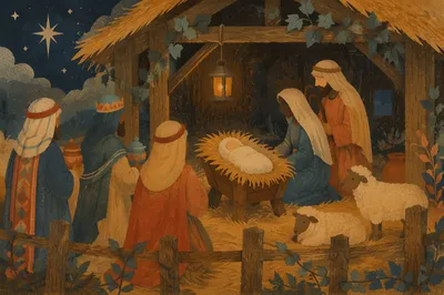 Baby Jesus in Straw-Filled Manger