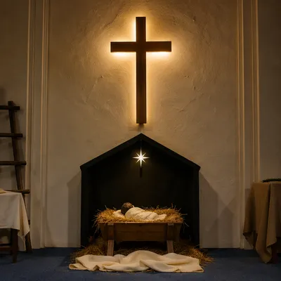 Baby Jesus Manger in Church Nativity