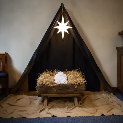Baby Jesus Manger with Glowing Star