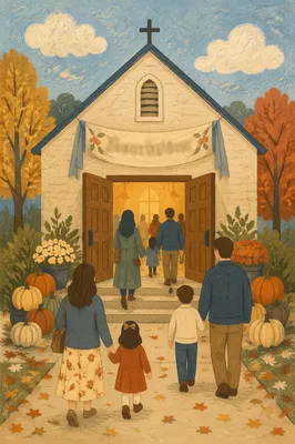 Autumn Church Welcome Banner Open Doors