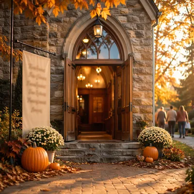 Open Church Doors Autumn Welcome Banner