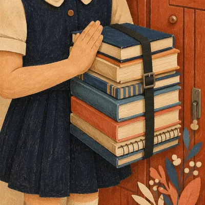 Back to School Prayer with Textbooks