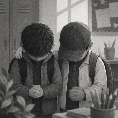 Children Praying Before School Starts