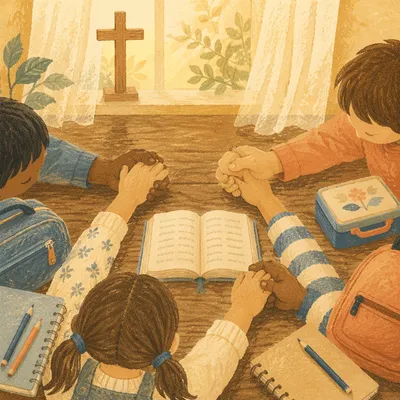 Back to School Prayer Around Kitchen Table