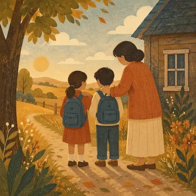 Back to School Prayer in Autumn Yard