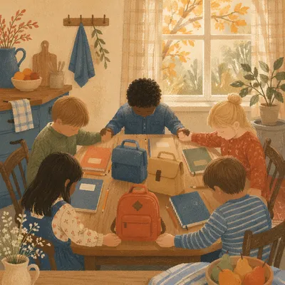 Back to School Prayer Around Kitchen Table