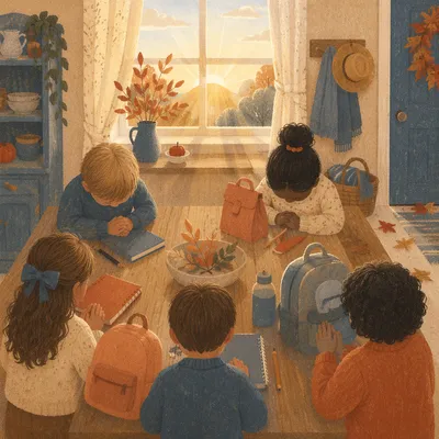 Back to School Prayer Around Kitchen Table