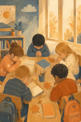 Back to School Prayer in Cozy Classroom