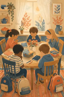 Children Praying Before School Morning
