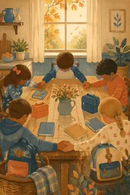 Back to School Prayer Around Kitchen Table