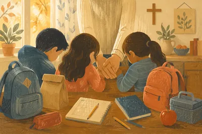 Back to School Prayer Around Kitchen Table