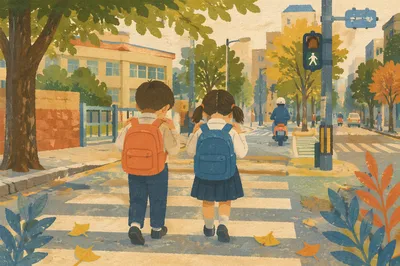 Children Praying on Back to School Walk