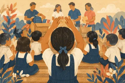 Back to School Prayer in Courtyard