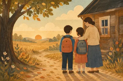 Back to School Prayer in Autumn Yard