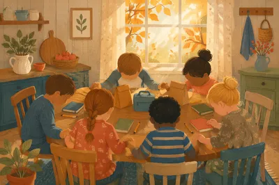 Back to School Prayer Around Kitchen Table