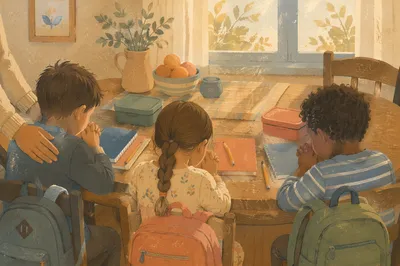 Back to School Prayer Around Kitchen Table