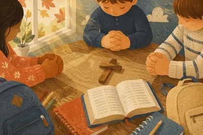Back to School Prayer Around Kitchen Table