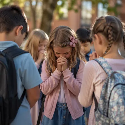 Children Praying Before the School Year