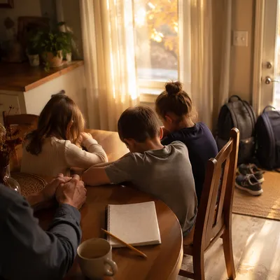 Back to School Prayer Around Breakfast Table