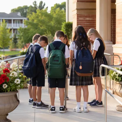 Children Praying Before School Starts