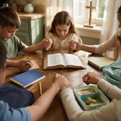 Back to School Prayer Around Breakfast Table