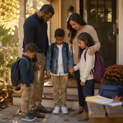 Family Back to School Prayer at Porch