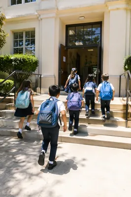 Children Enter School After Morning Prayer
