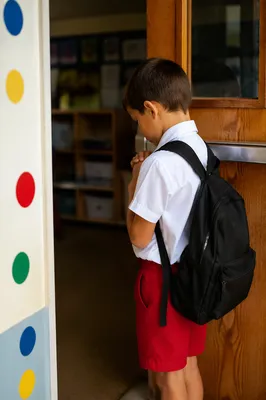 Child Praying Before First School Day