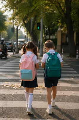 Children Walking to School in Prayer