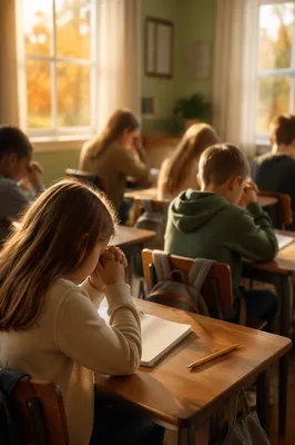 Children Praying Before School in Classroom