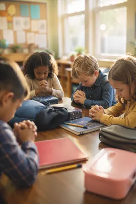 Children Praying Before the First School Day