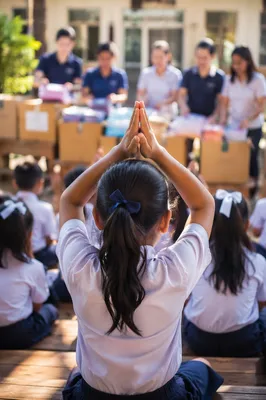 Back to School Prayer in Courtyard
