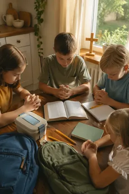 Back to School Prayer Around Kitchen Table