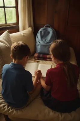Children Praying Before First School Day