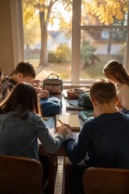 Children Praying Before First School Day