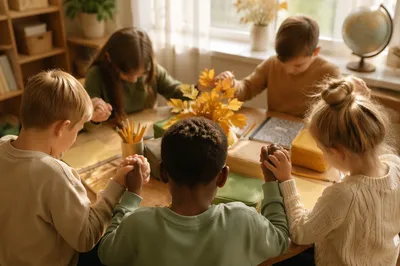 Back to School Prayer Around Classroom Table
