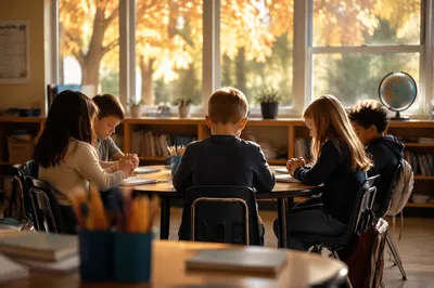 Back to School Prayer in Autumn Classroom